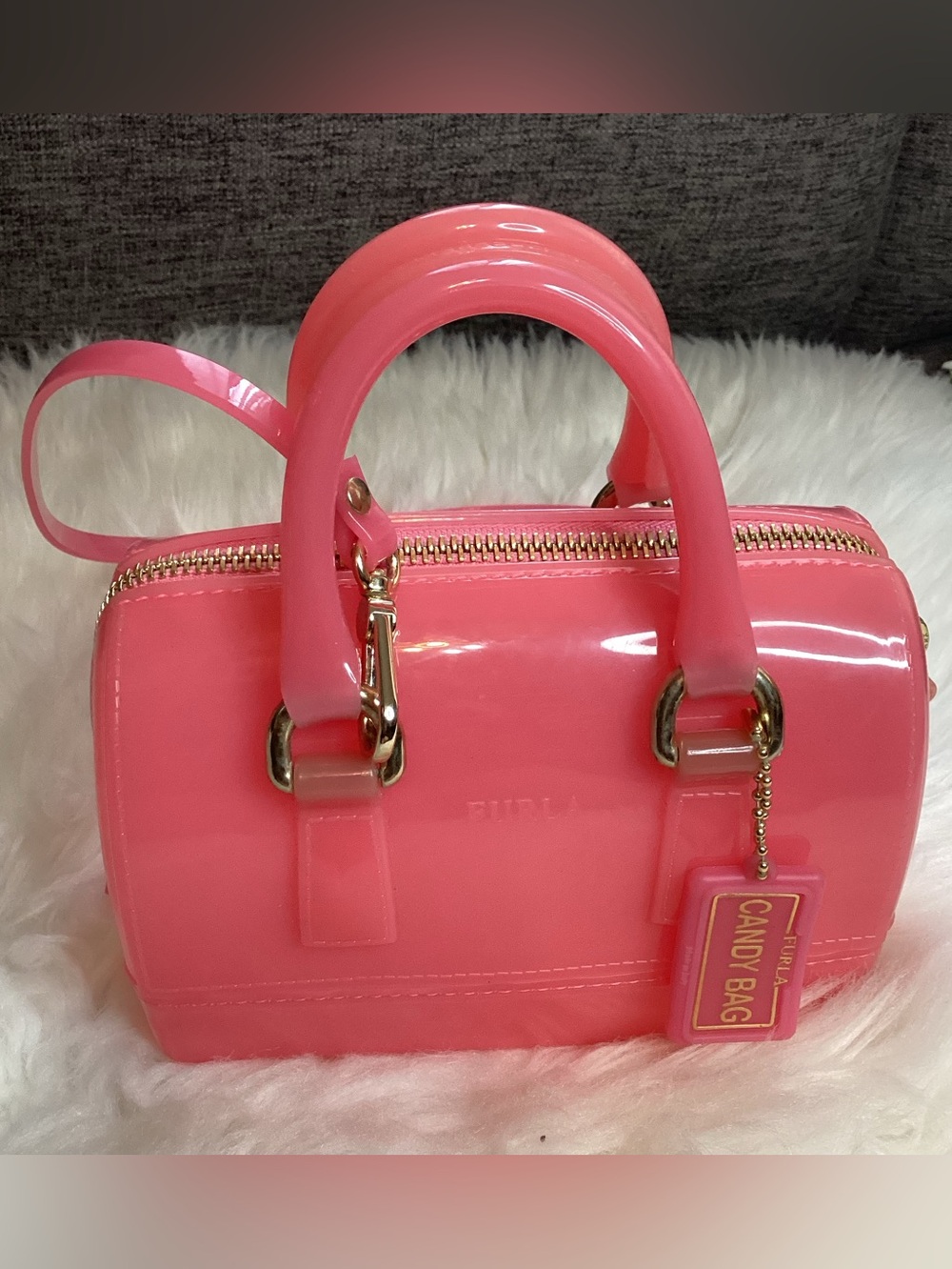 💕 CUTE 💕 Furla Jelly Pink Mini Candy Dome Satchel - Picture 2 of 13